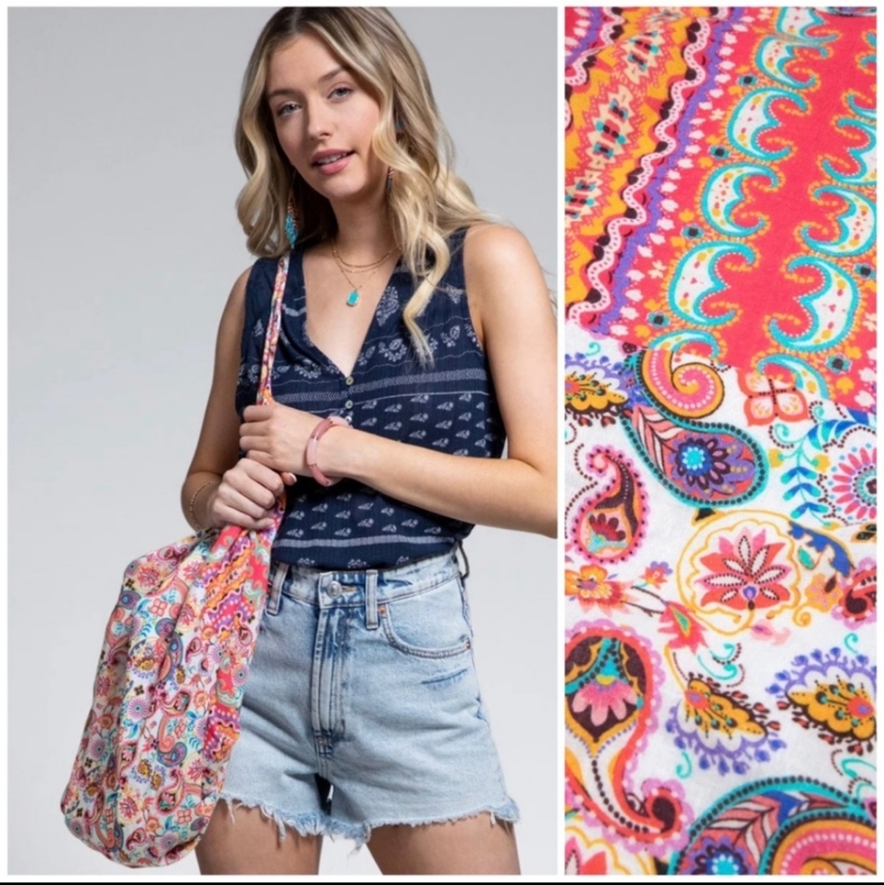 New Bohemian Paisley Print Bag - Picture 1 of 6